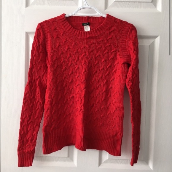 J. Crew Honeycomb cable sweater in dark poppy - Picture 2 of 7